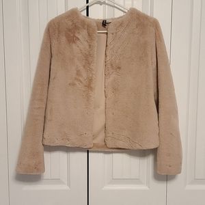 H&M Blush faux fur jacket XS